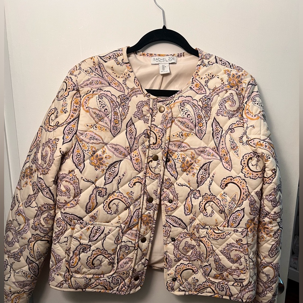 Rachel Zoe Cream and Purple Quilted Jacket